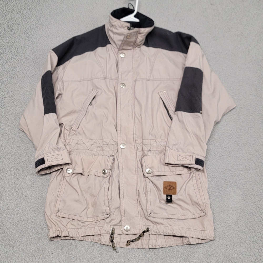 Vintage Obermeyer Jacket Mens Medium Beige Black Colorblock Ski Long Full Zip‎